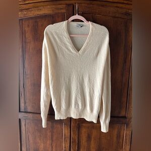 Vintage Cashmere Buttercream V-Neck Sweater
